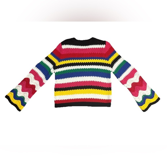 🔥🔥🔥Alice + Olivia Colorful Striped Crew Neck Sweater Size: Medium🔥🔥🔥 - Picture 3 of 7